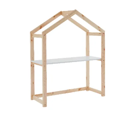 Bureau TINY CABANE - Plateau réglable - Blanc et bois - 170 * 100 * 50 cm