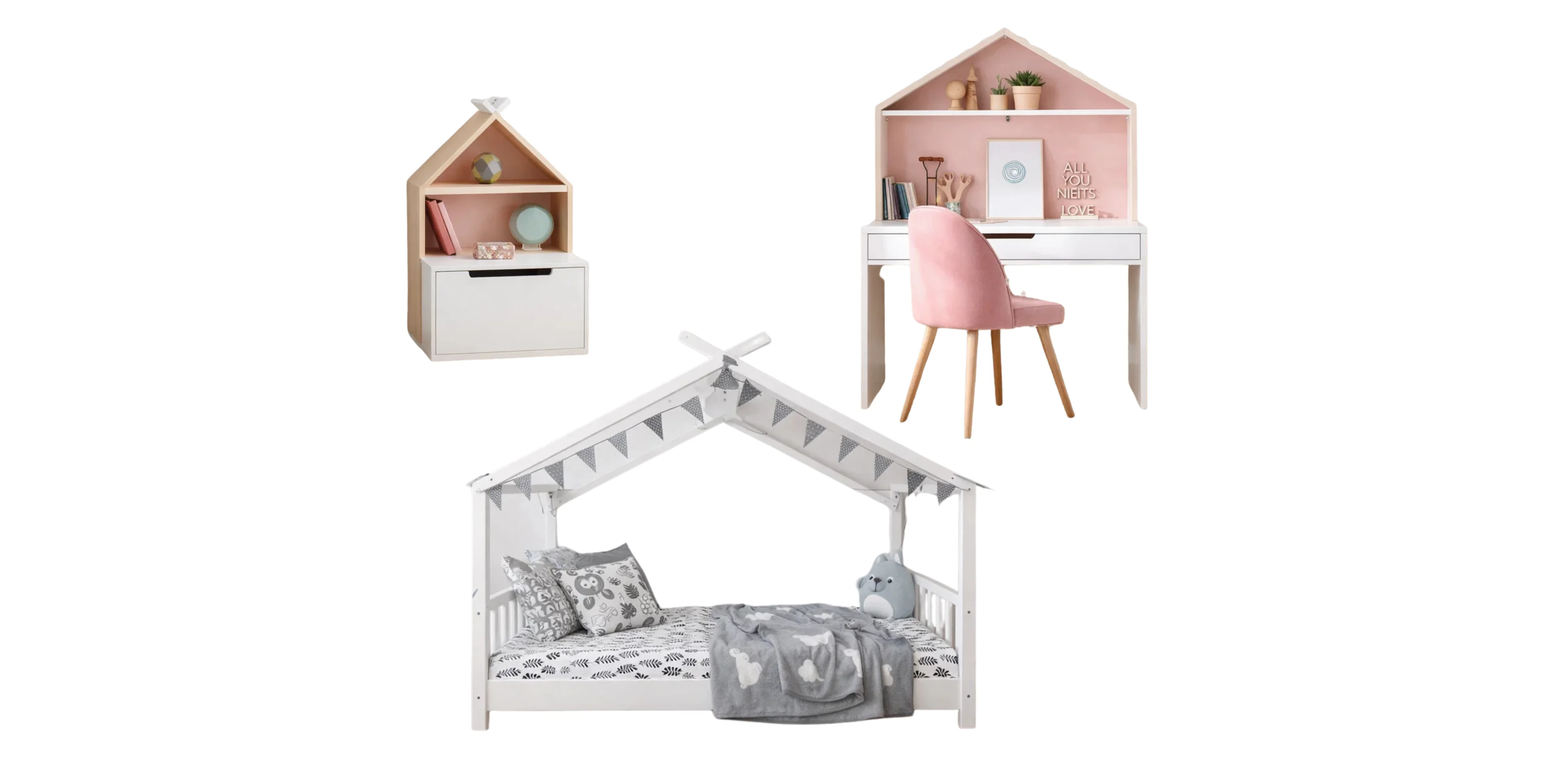 Pack LILY - Lit TIPI  + Bureau + Rangement + 🎁