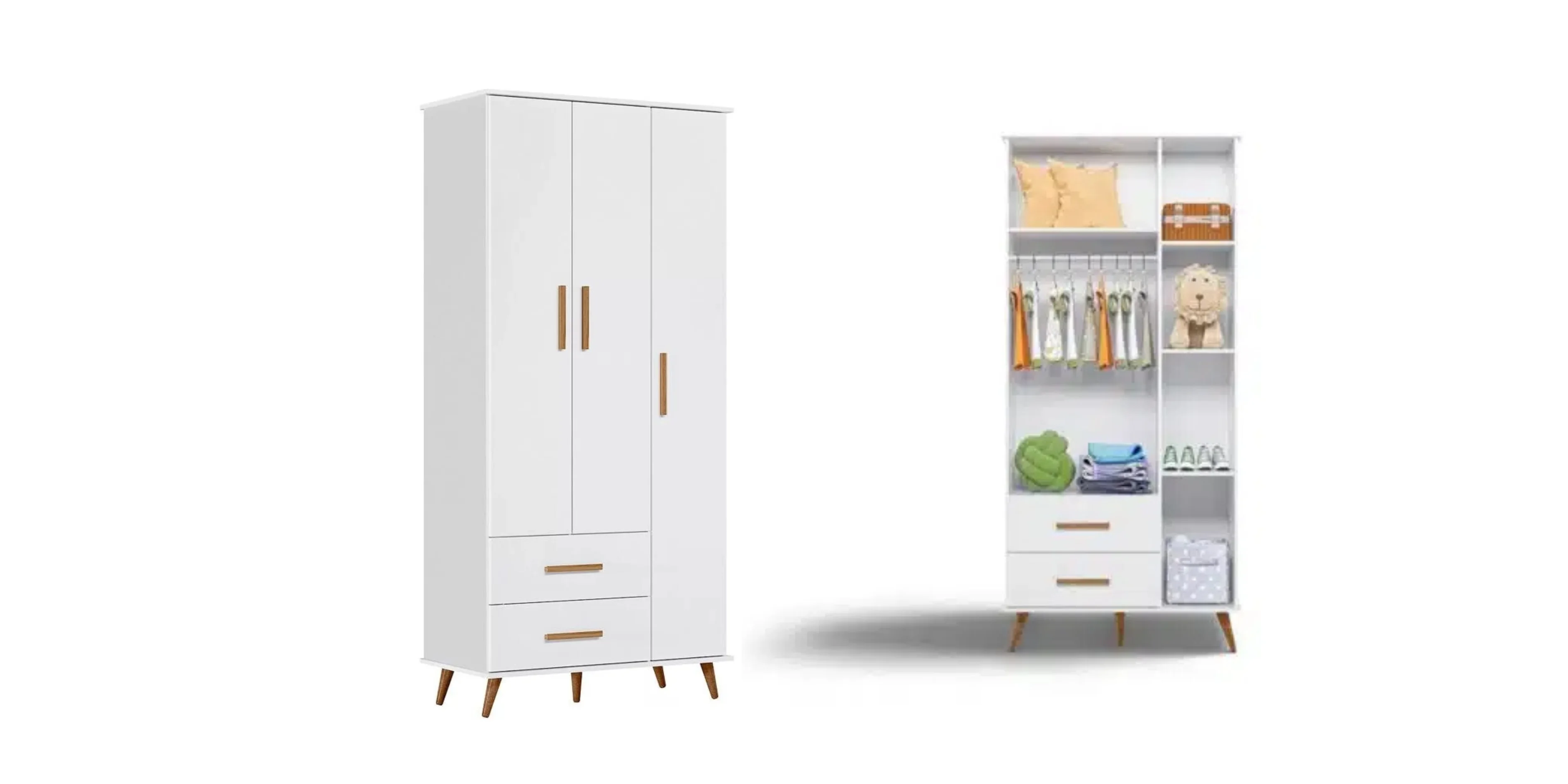 Armoire JIMI 3 portes et 2 tiroirs - 180 * 120 * 45 cm