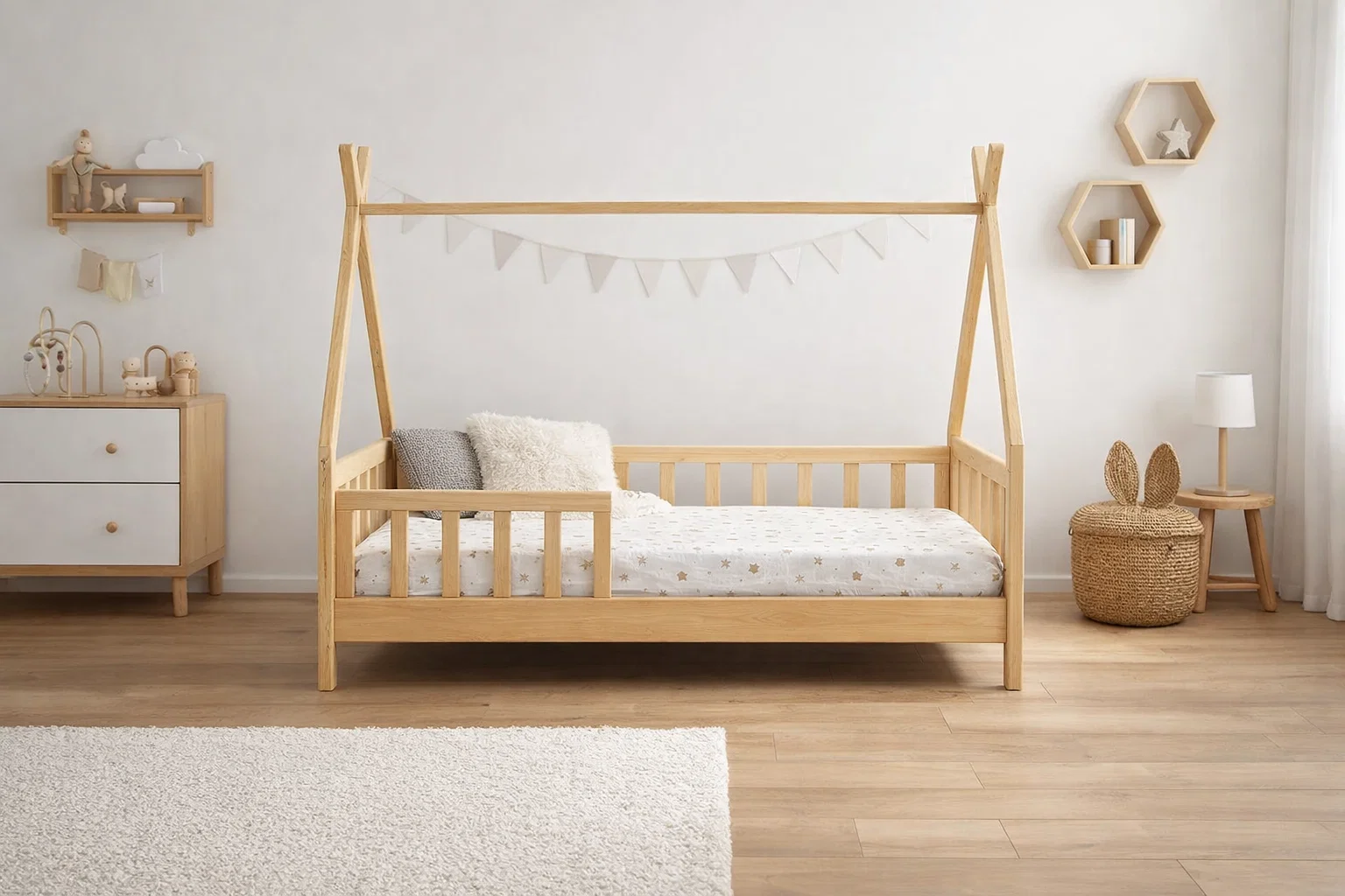 Lit ENZO - 100 % Bois Naturel - 3 tailles