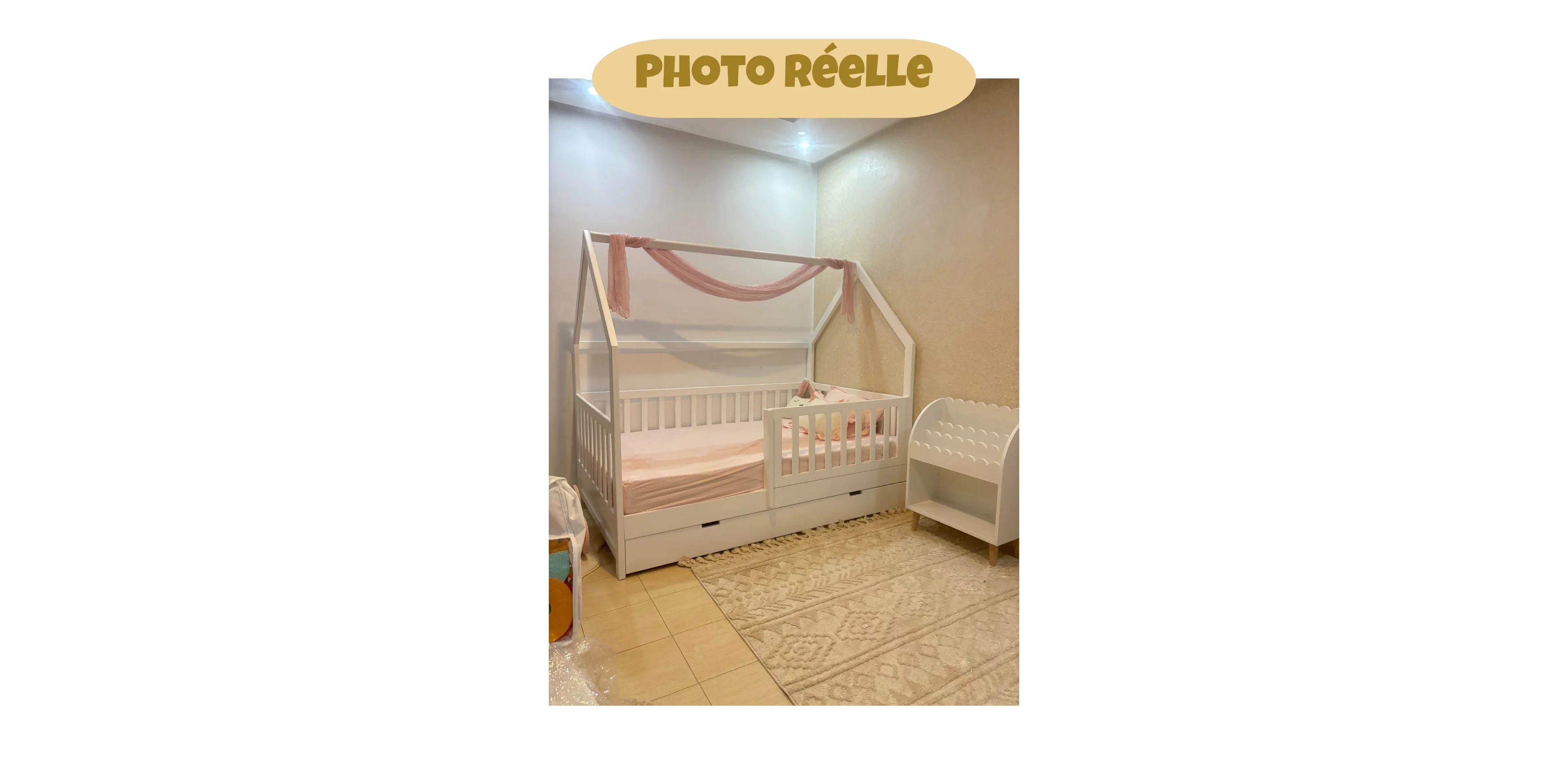 Lit Cabane PIKLER 100 % bois naturel avec tiroir de rangement - 3 tailles