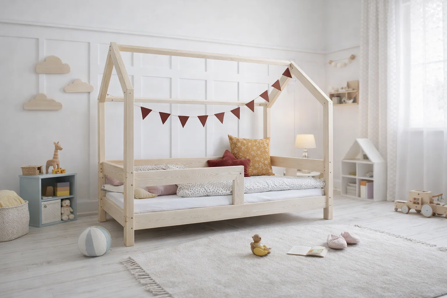 Lit Cabane ALAIN 100 % Bois naturel - 3 tailles