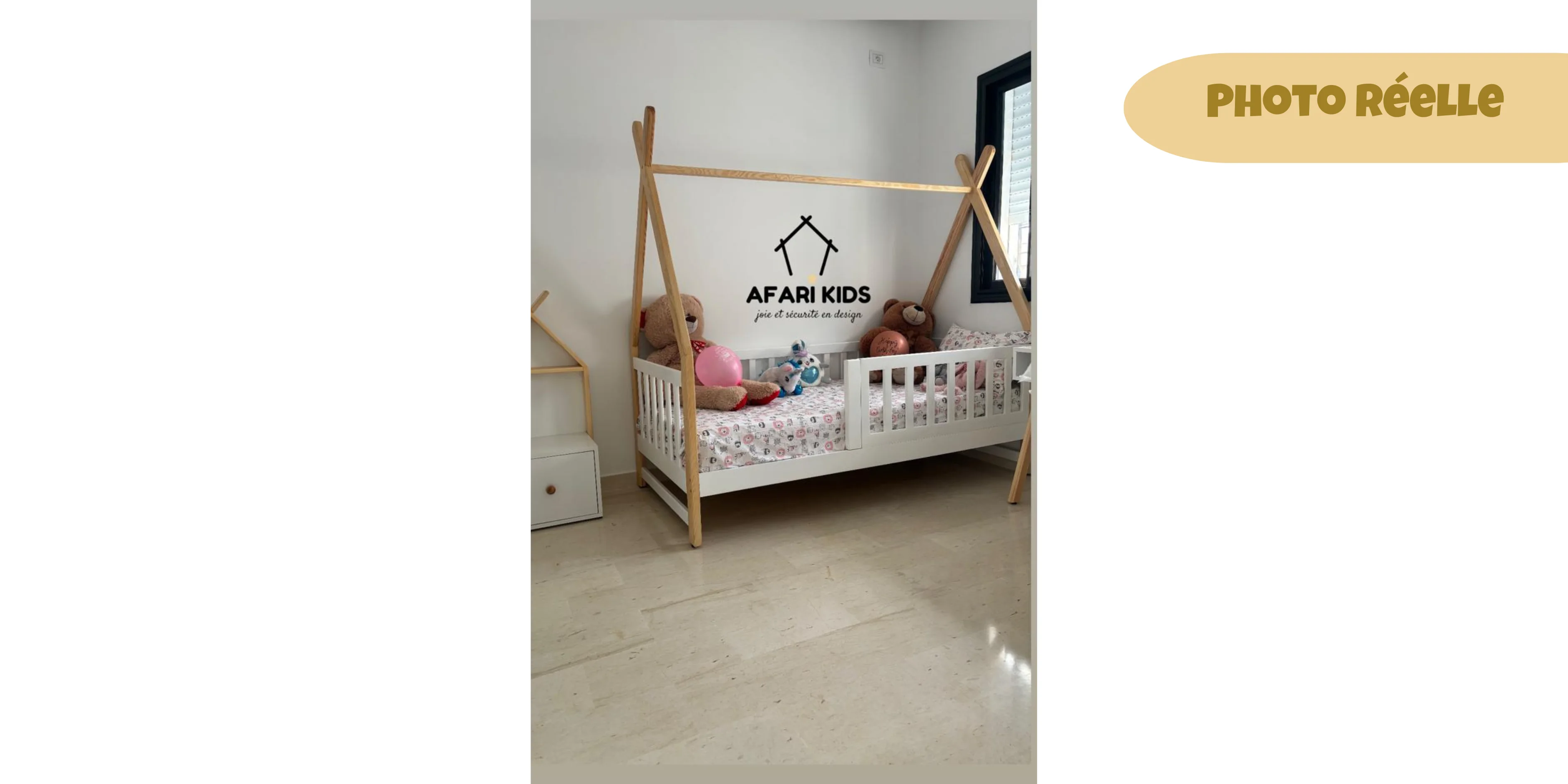 Lit ENZO - 100 % Bois Naturel - 3 tailles