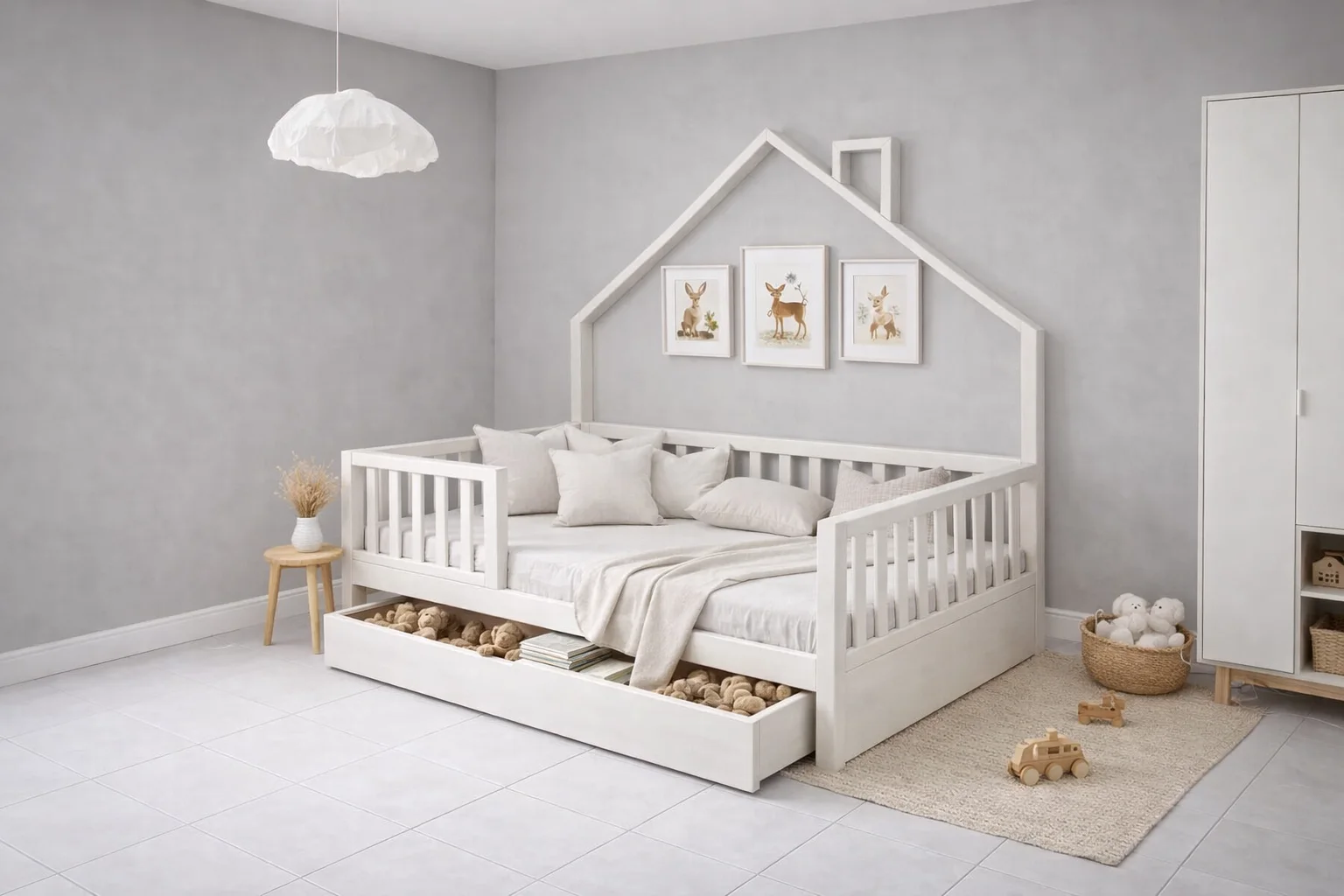 Lit Montessori évolutif - 100 % Bois Naturel - 3 tailles
