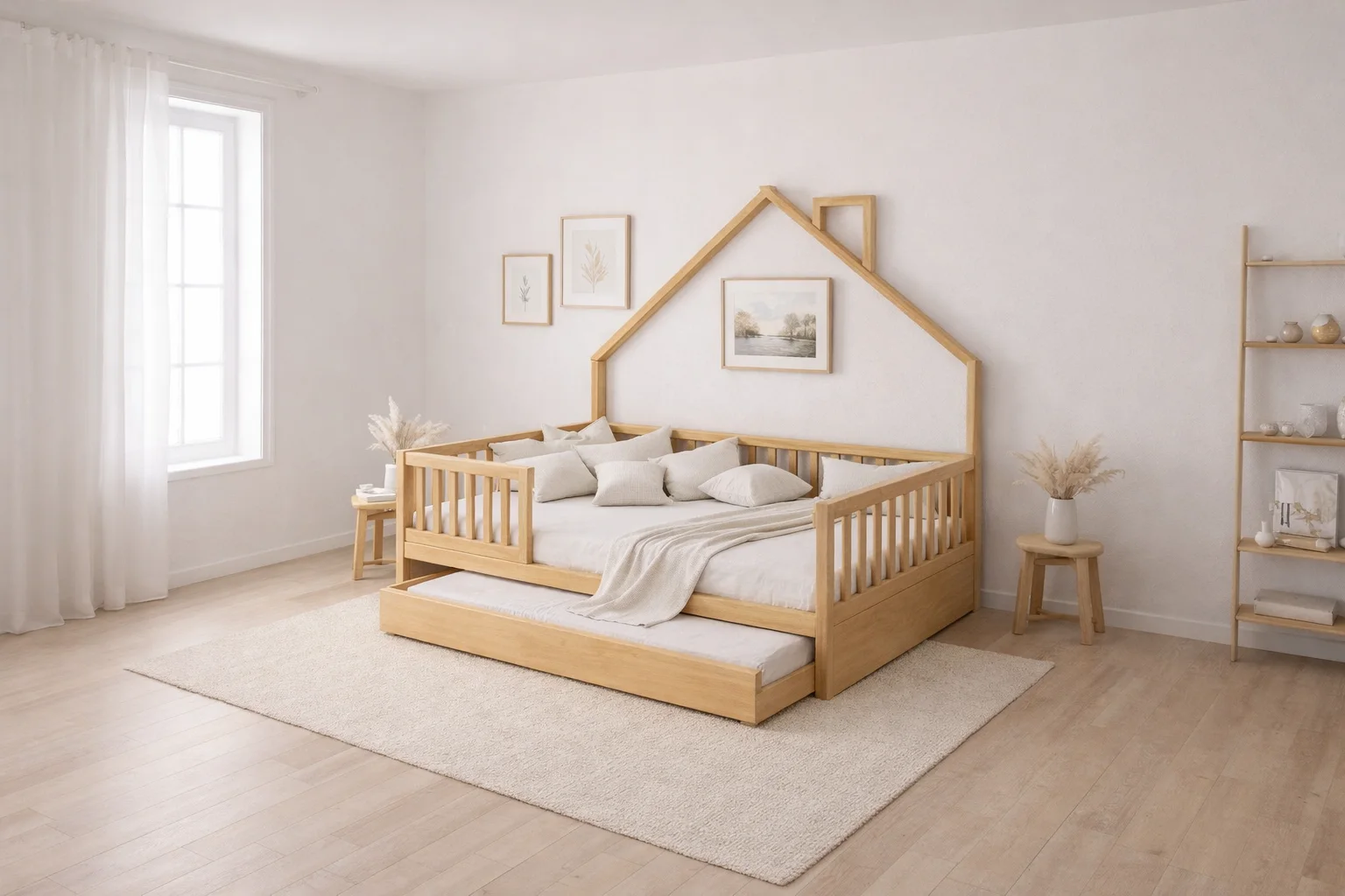 Lit Montessori évolutif - 100 % Bois Naturel - 3 tailles