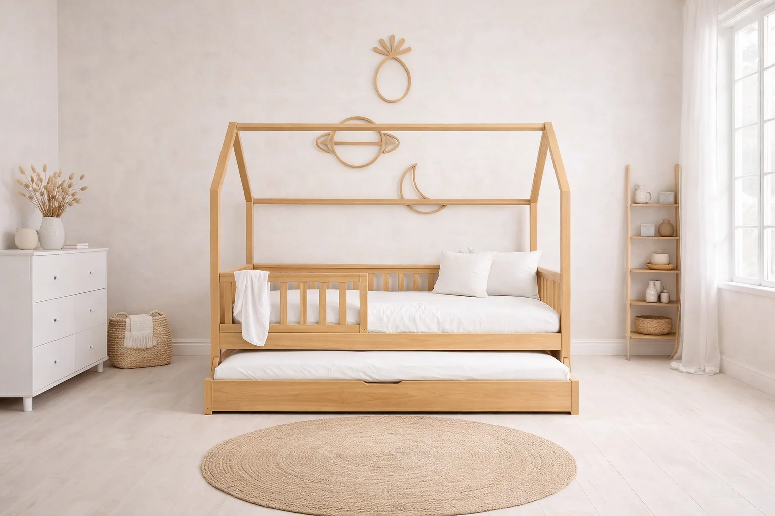 Lit Montessori évolutif - 100 % Bois Naturel - 3 tailles