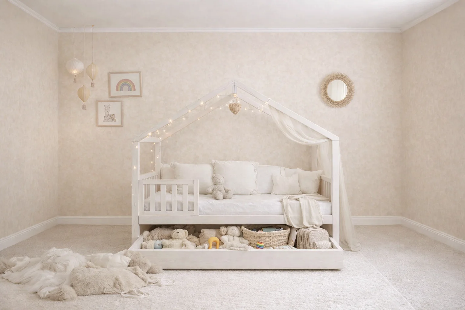 Lit Montessori évolutif - 100 % Bois Naturel - 3 tailles