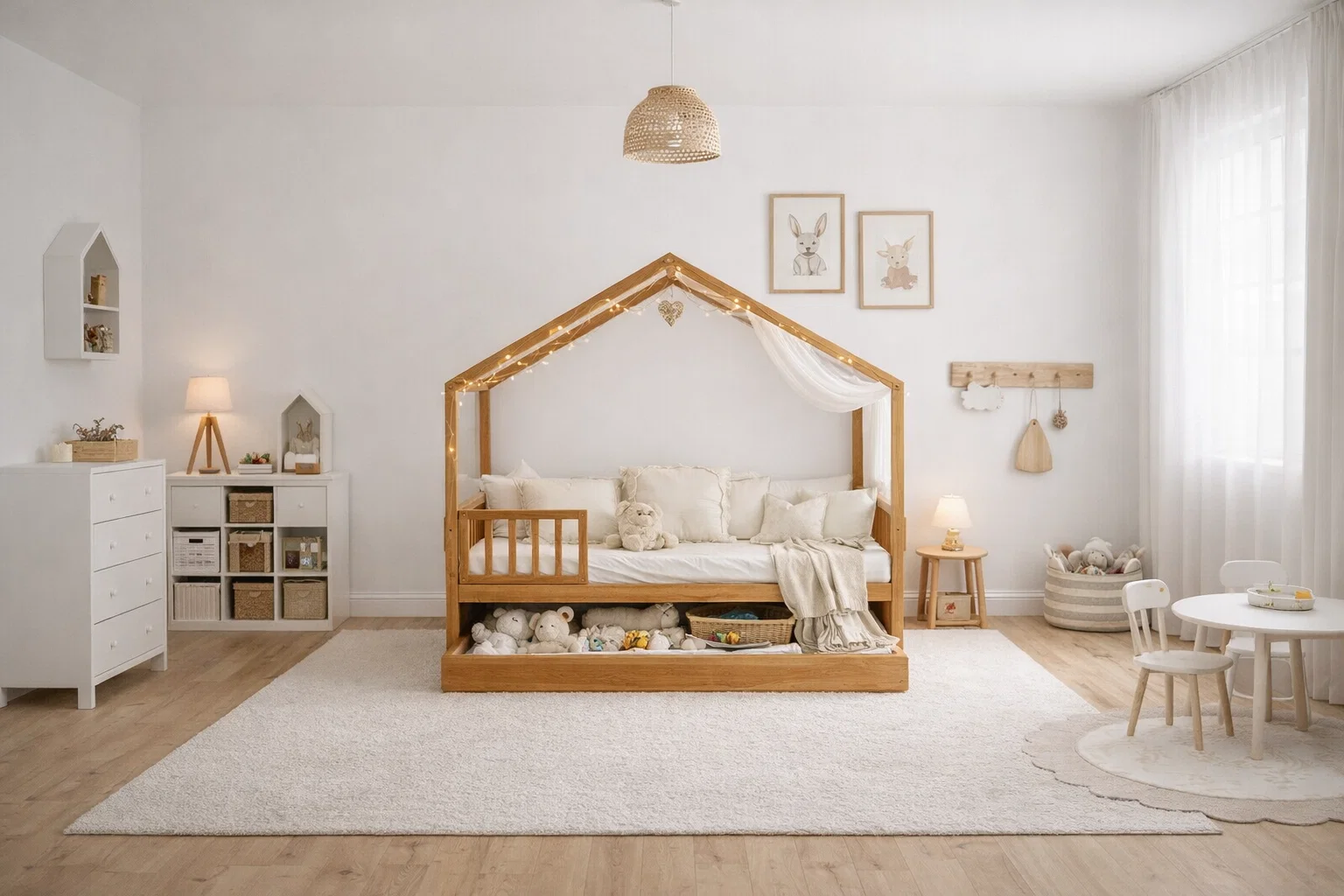 Lit Montessori évolutif - 100 % Bois Naturel - 3 tailles