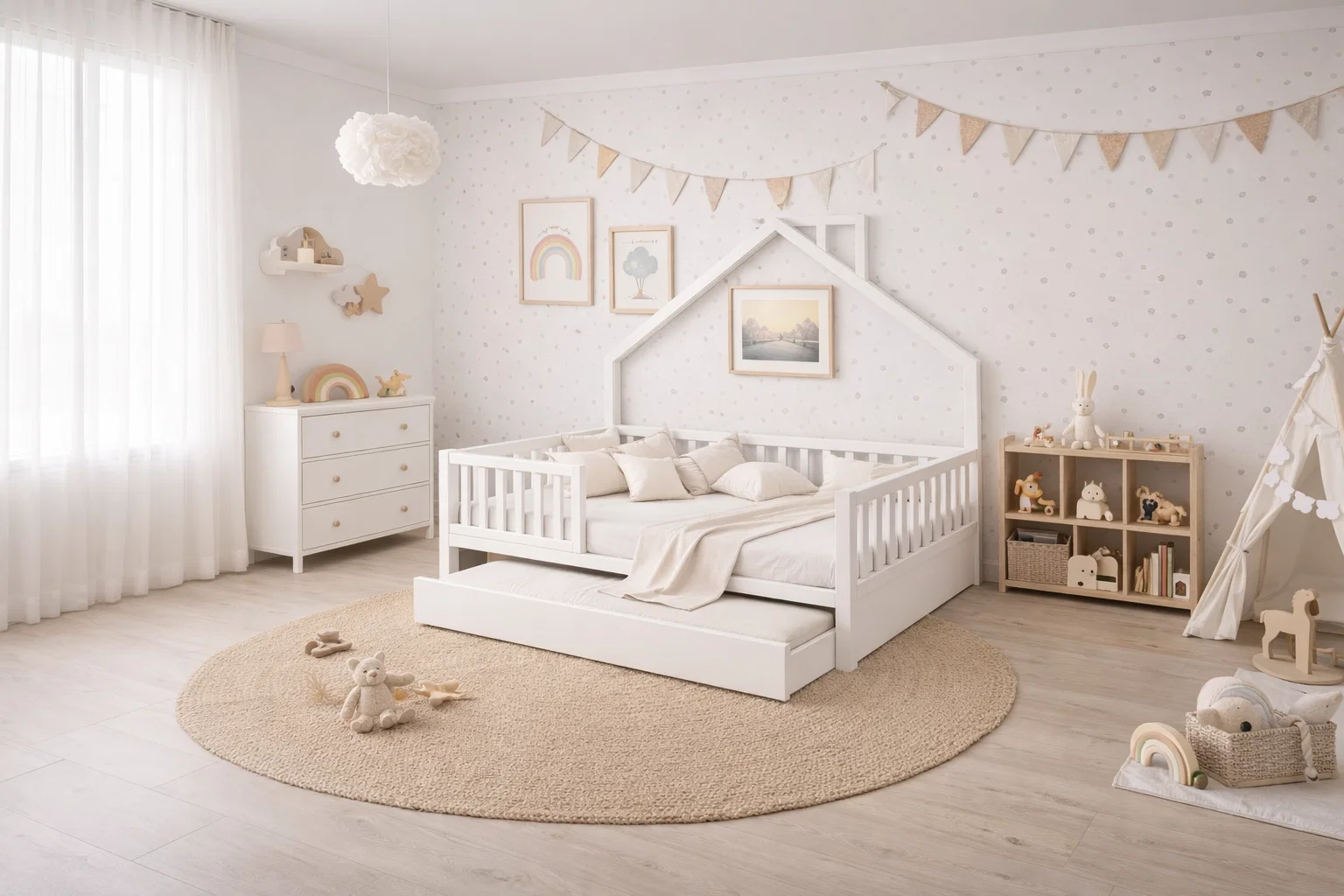 Lit Montessori évolutif - 100 % Bois Naturel - 3 tailles