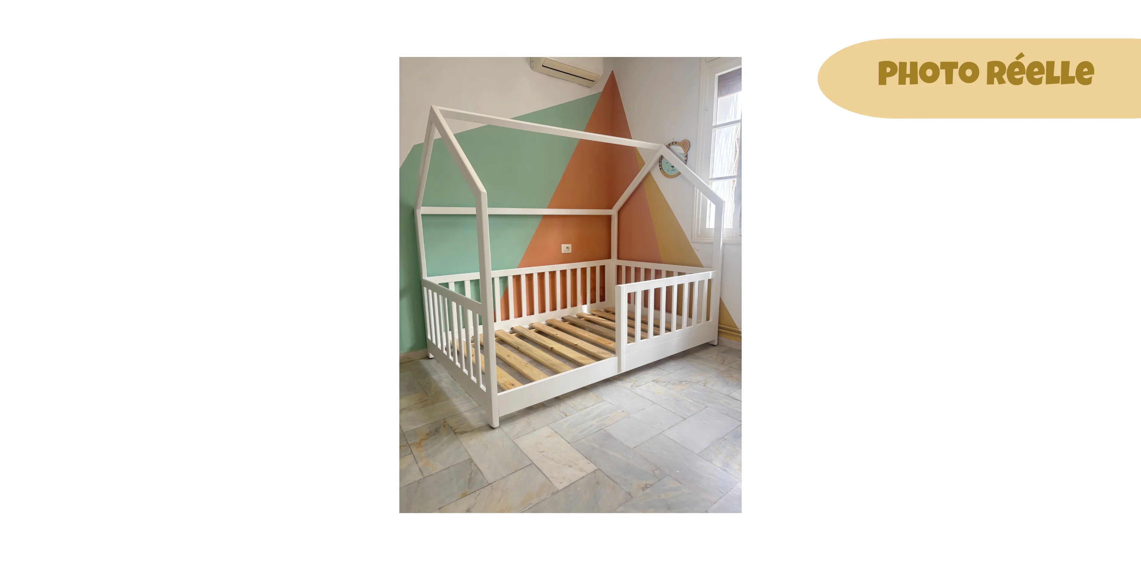 Lit cabane PIKLER  avec barrière - 100 %  bois naturel - 3Tailles