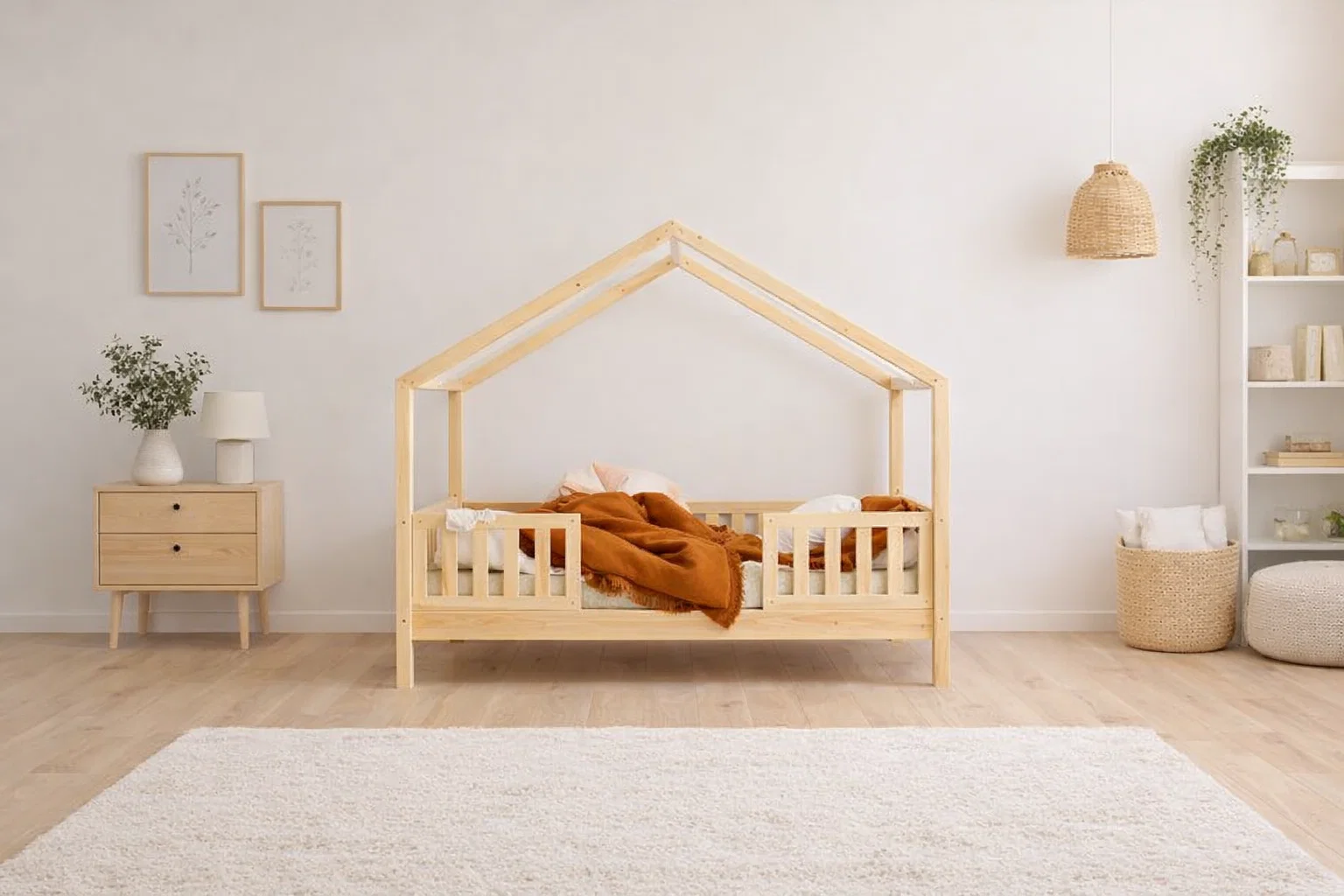 Lit Montessori évolutif - 100 % Bois Naturel - 3 tailles