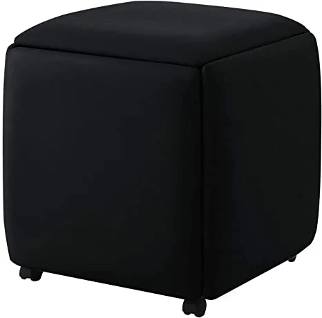 Table Pouf Convertible Multifonctionnel - 5 Tabouret + Plateau de table