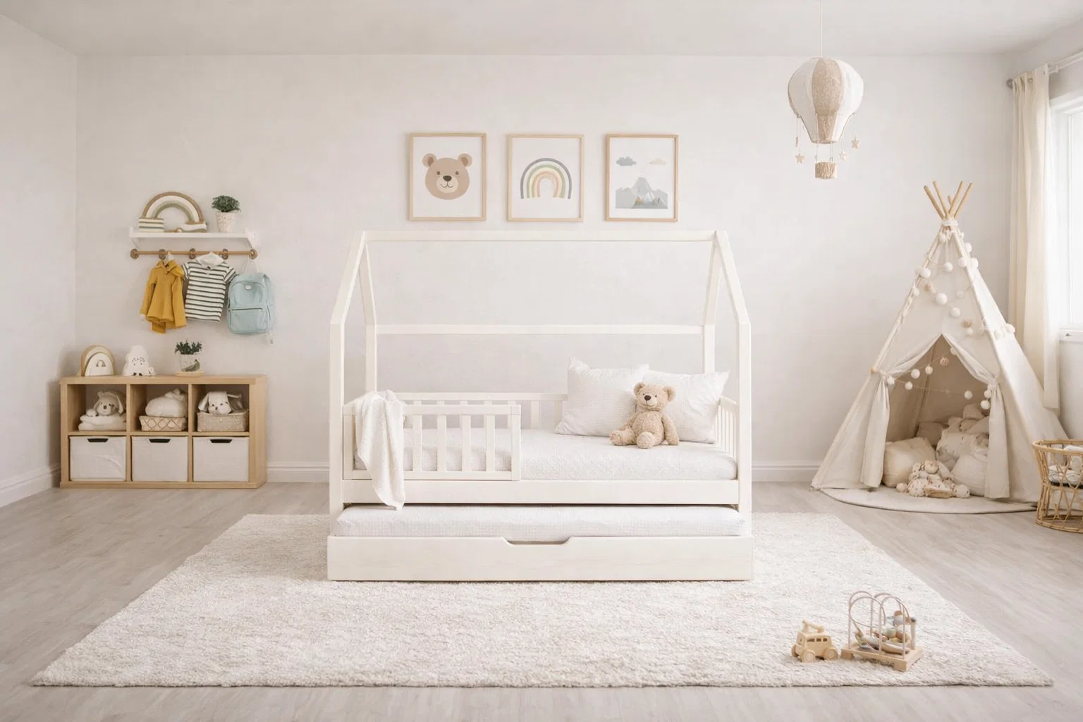 Lit Montessori évolutif - 100 % Bois Naturel - 3 tailles