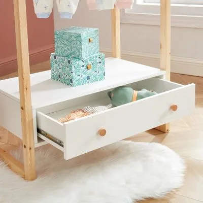 Portant enfant TINY - Blanc et Bois - 130 * 70 * 40 cm