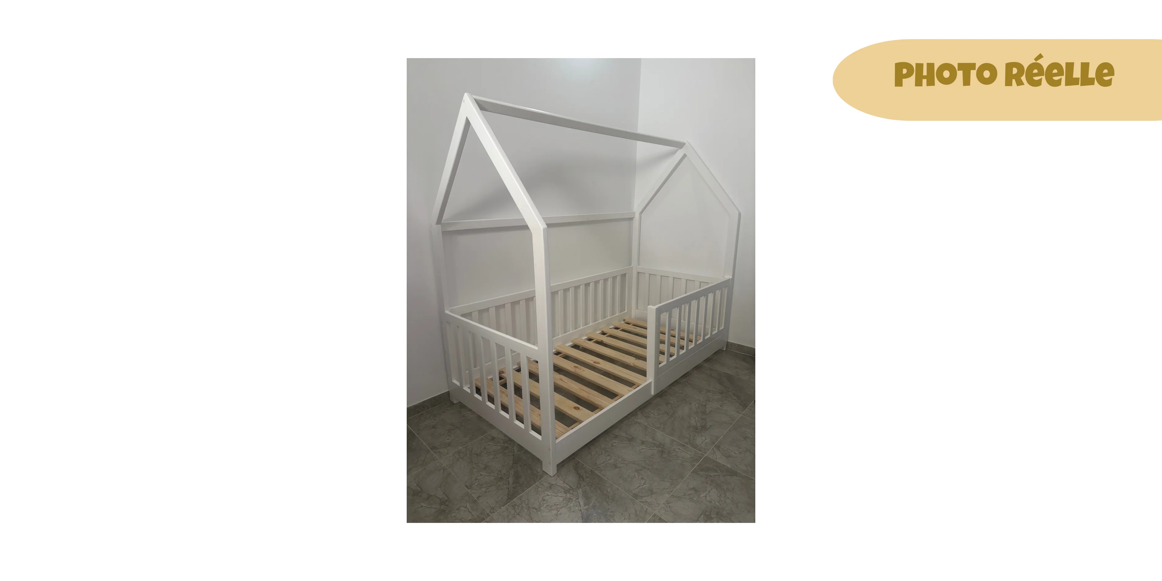 Lit cabane PIKLER  avec barrière - 100 %  bois naturel - 3Tailles