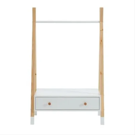 Portant Enfant TIPY - 1 Tiroir - blanc et bois - 150 * 80 * 40 cm