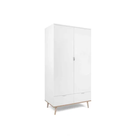 Armoire Fiolla 2 portes 2 tiroirs blanc - 180 * 90 * 50 cm