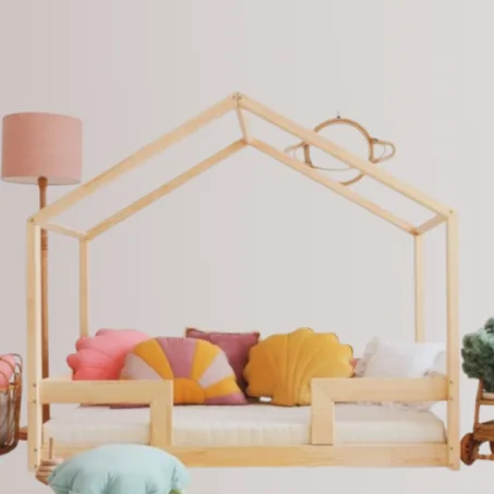 Lit Cabane NOOVOO sans barreaux - 100 % Bois Naturel - 3 tailles