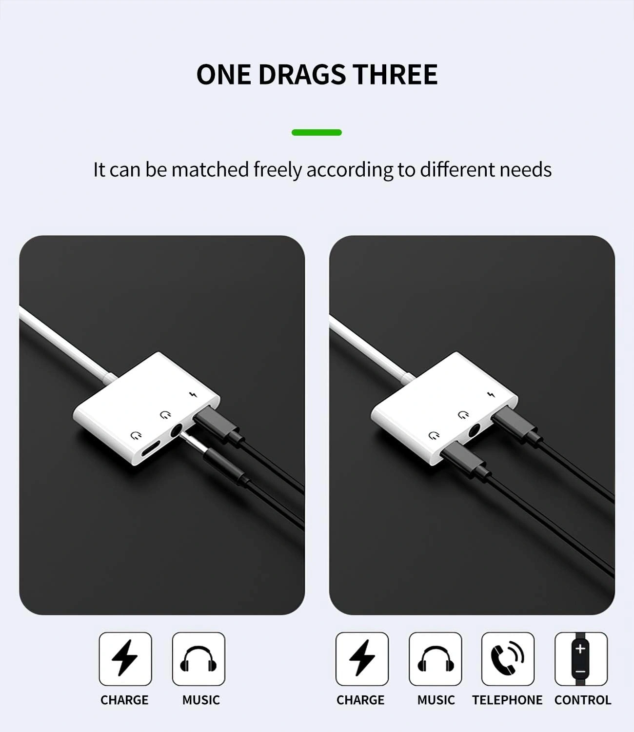 (ADAPTOR IPHONE 3IN1 (2x lightning + jack