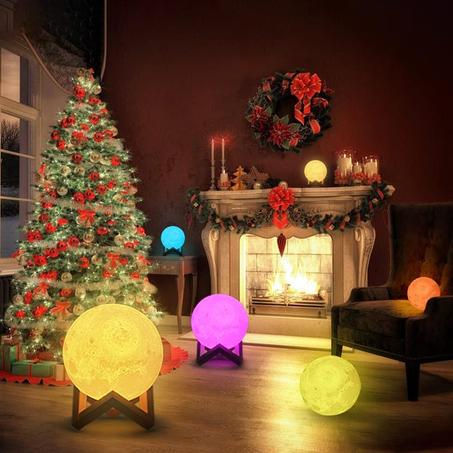 مصباح بيبيبيزكي موون مع حامل خشبي للتحكم عن بعد واللمس LED مصباح طاولة قابل للتعتيم 16 لون و4 أنماط إضاءة USB إضاءة ليلية بجانب السرير للأطفال هدية