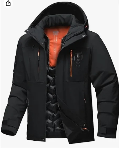جاكيت شتوي للرجال من بانتريك، مقاوم للماء ومقاوم للرياح للتزلج على الجليد، معطف مطر بغطاء للراس مع بطانة جرافين دافئة