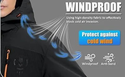 جاكيت شتوي للرجال من بانتريك، مقاوم للماء ومقاوم للرياح للتزلج على الجليد، معطف مطر بغطاء للراس مع بطانة جرافين دافئة