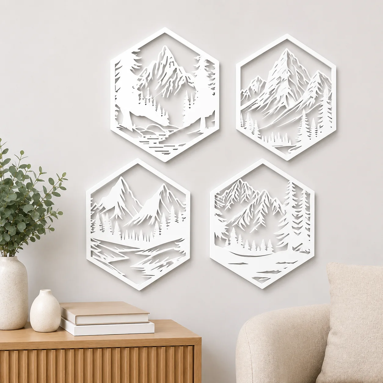 Décoration Murale Montagne Hexagonale – Collection HsouK