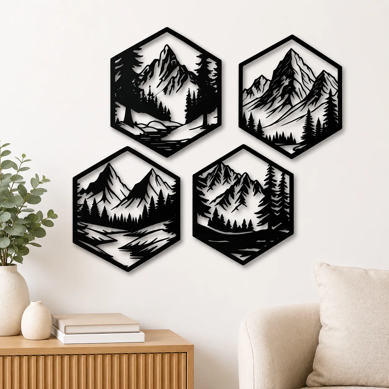 Décoration Murale Montagne Hexagonale – Collection HsouK