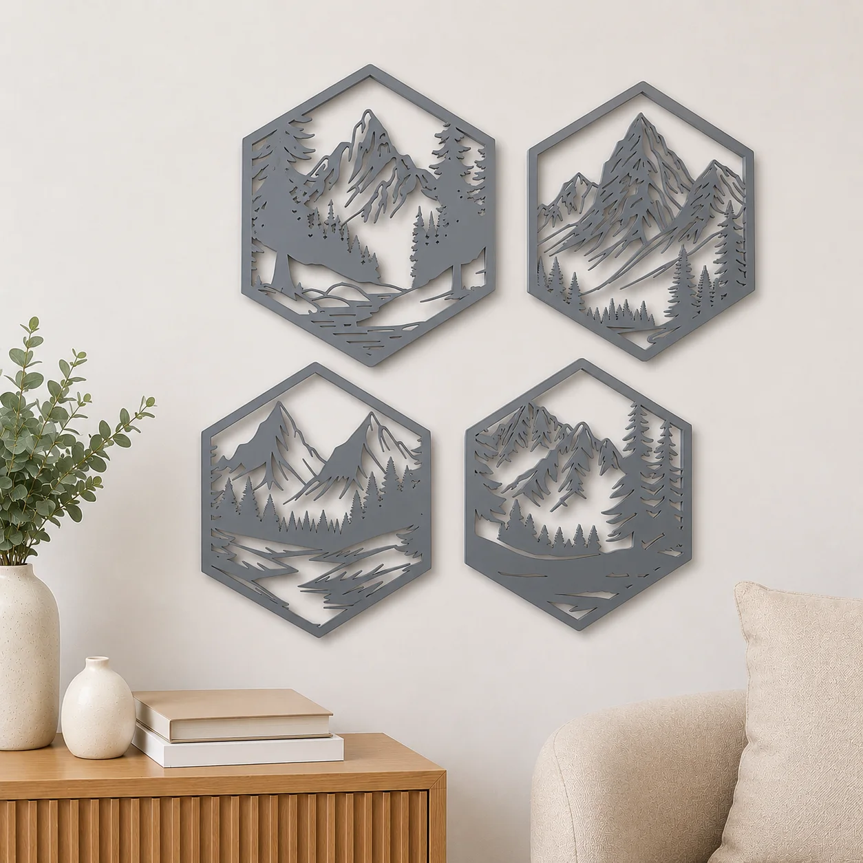 Décoration Murale Montagne Hexagonale – Collection HsouK