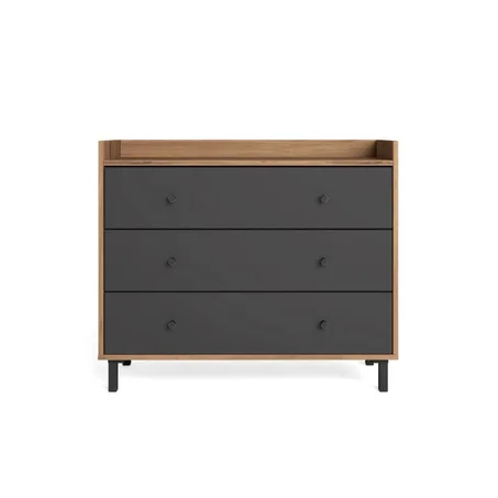 COMMODE MALTA 3 TIROIRS - NOYER / GRIS ANTHRACITE