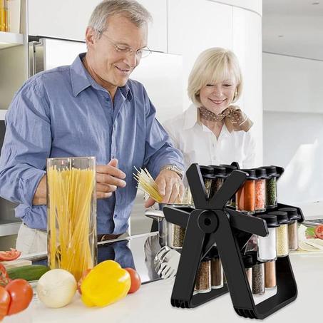 Etagère à Epices en Forme de Grande Roue à 18 pots en verre