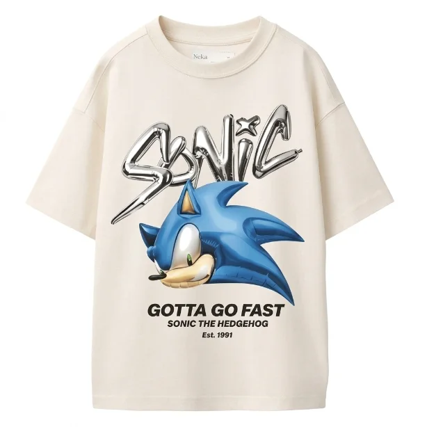 تيشيرت "شخصية Sonic" القطني - قصة واسعة (Oversized)