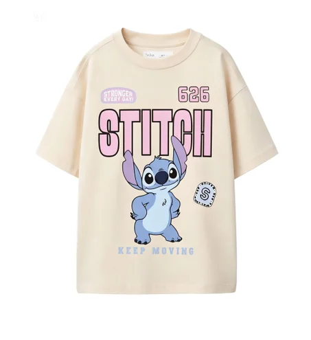 تيشيرت "شخصية Stitch" القطني - قصة واسعة (Oversized)