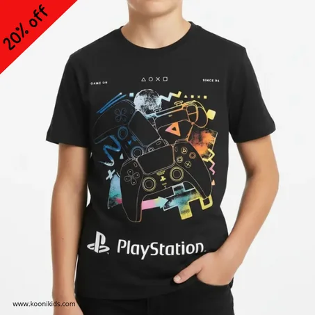 تيشيرت "PlayStation" القطني - قصة واسعة (Oversized)