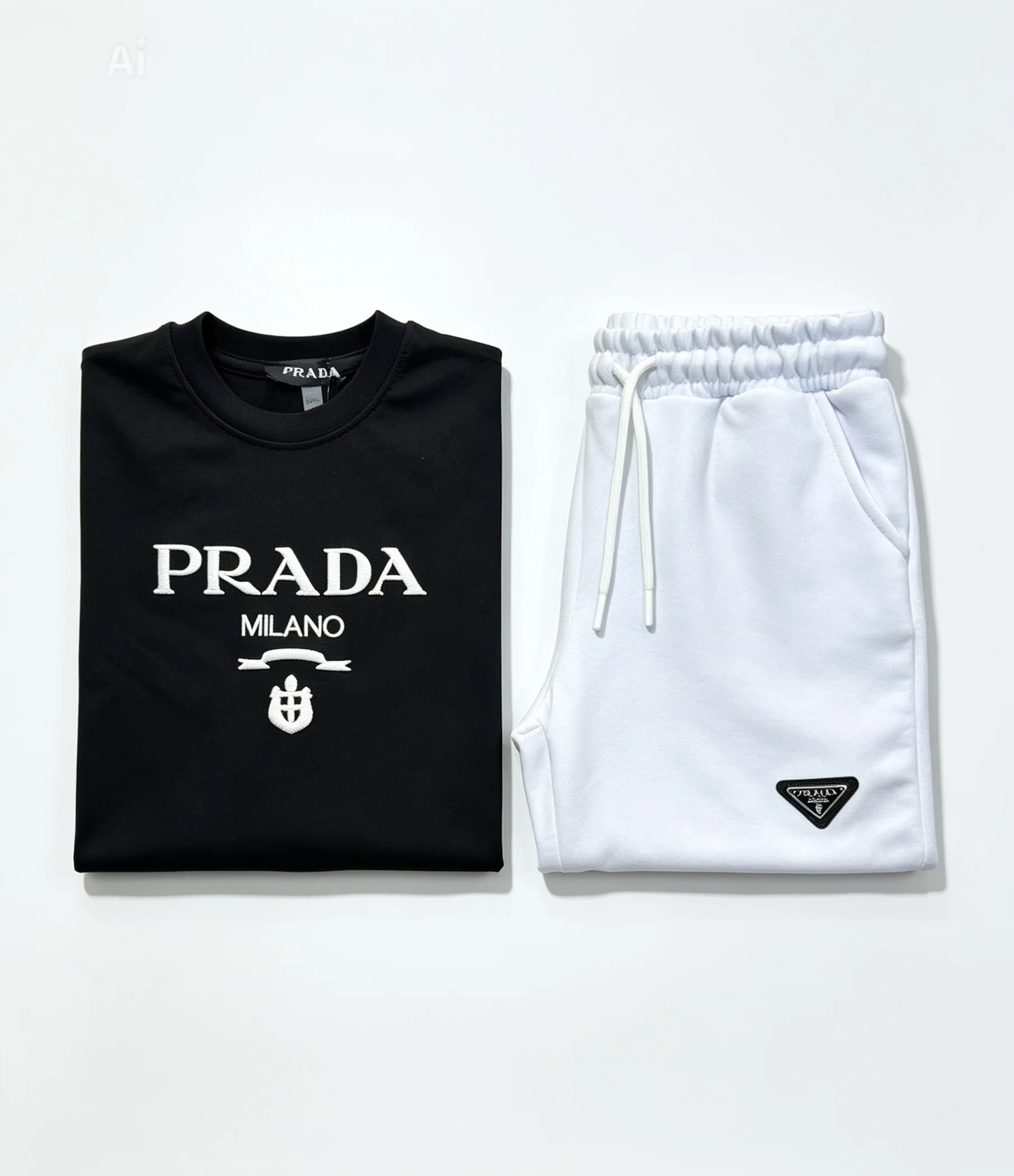تراك VIP ولادي بتصميم "Prada" الفاخر (خامة ثقيلة) – تناغم الأسود والأبيض