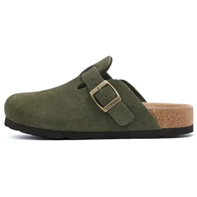 Shevalues Men's Suede Clogs Soft  Unisex Clogs With Arch Support