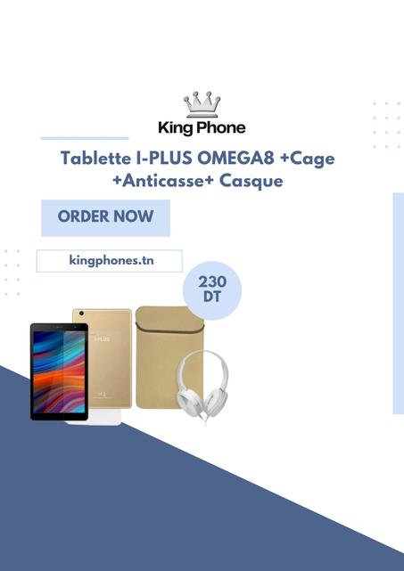 ABLETTE IPLUS OMEGA 8 / 3G / 2 GO / 32 GO / GRIS + ETUI EN SILICONE + FILM DE PROTECTION + CASQUE FILAIRE