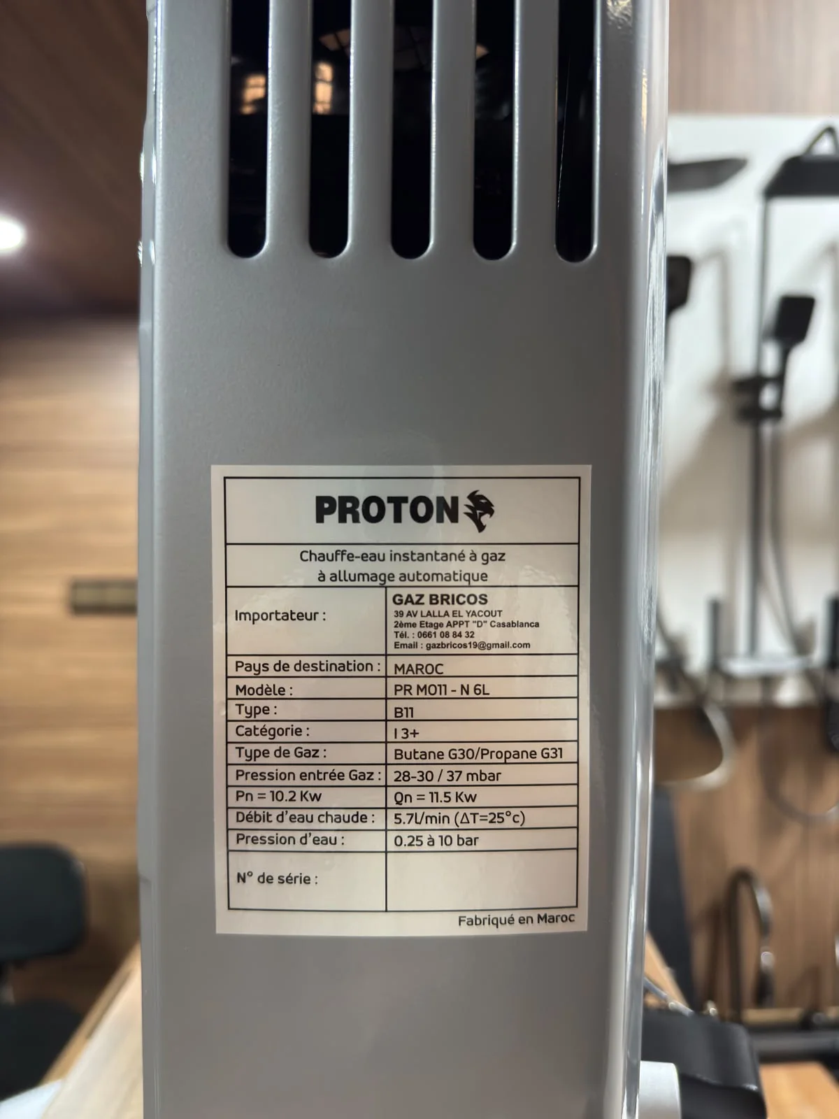 PROTON Chauffe-eau à gaz 6L -  ⁠سخان الماء بالغاز بروتون 6 ليتر