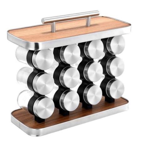 طقم برطمان توابل زجاجي مع حامل