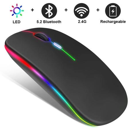 Souris sans fil,rechargeable et silencieuse,Bluetooth éclairage LED RGB