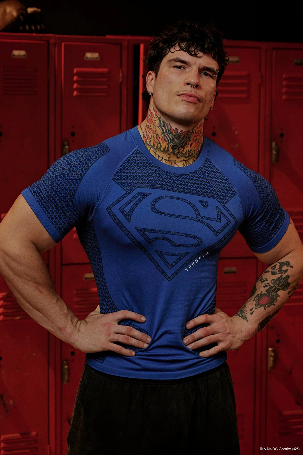 blue  Superman Compression Tees