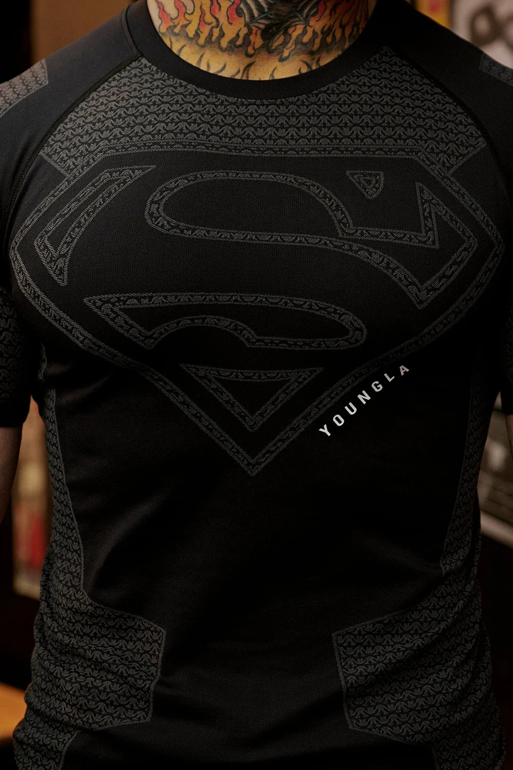 black  Superman Compression Tees
