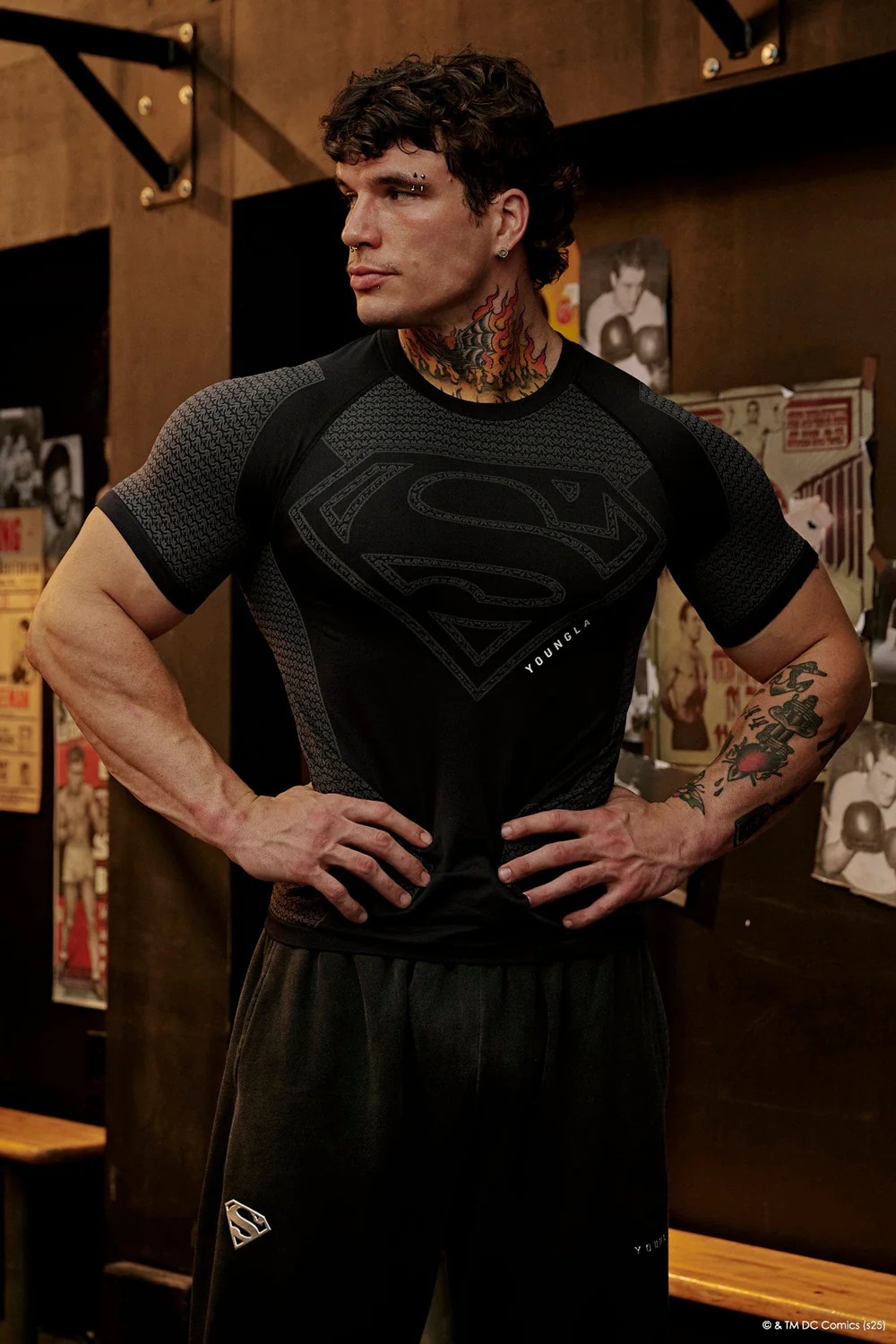 black  Superman Compression Tees