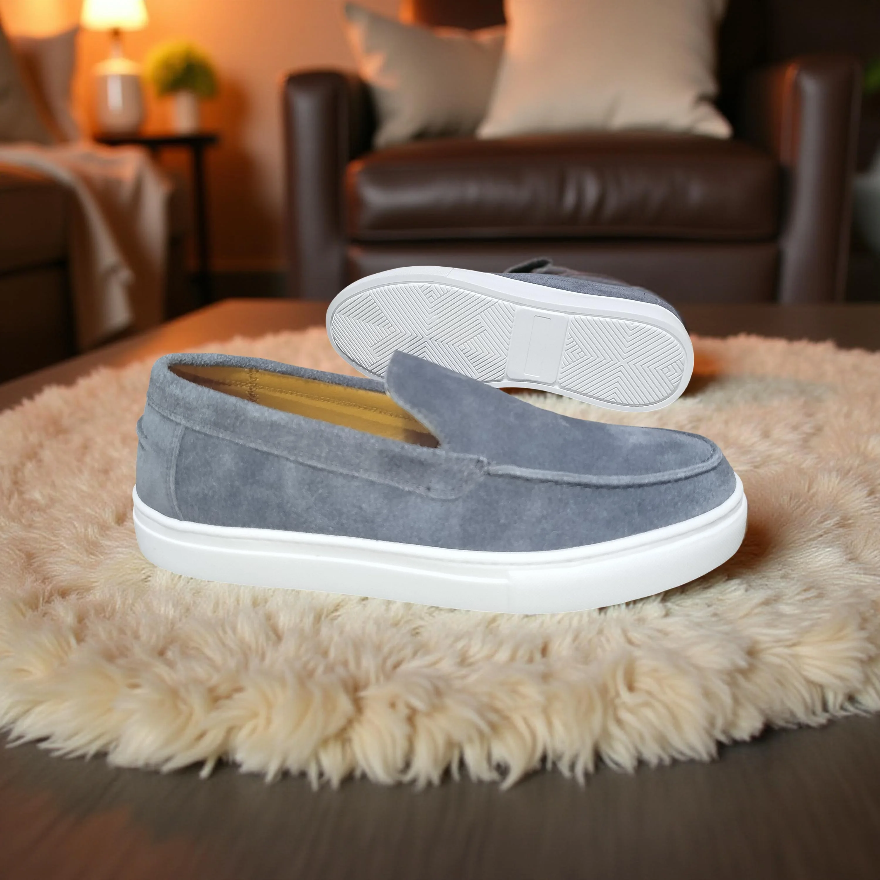 Mocassins cuir dim gris B501