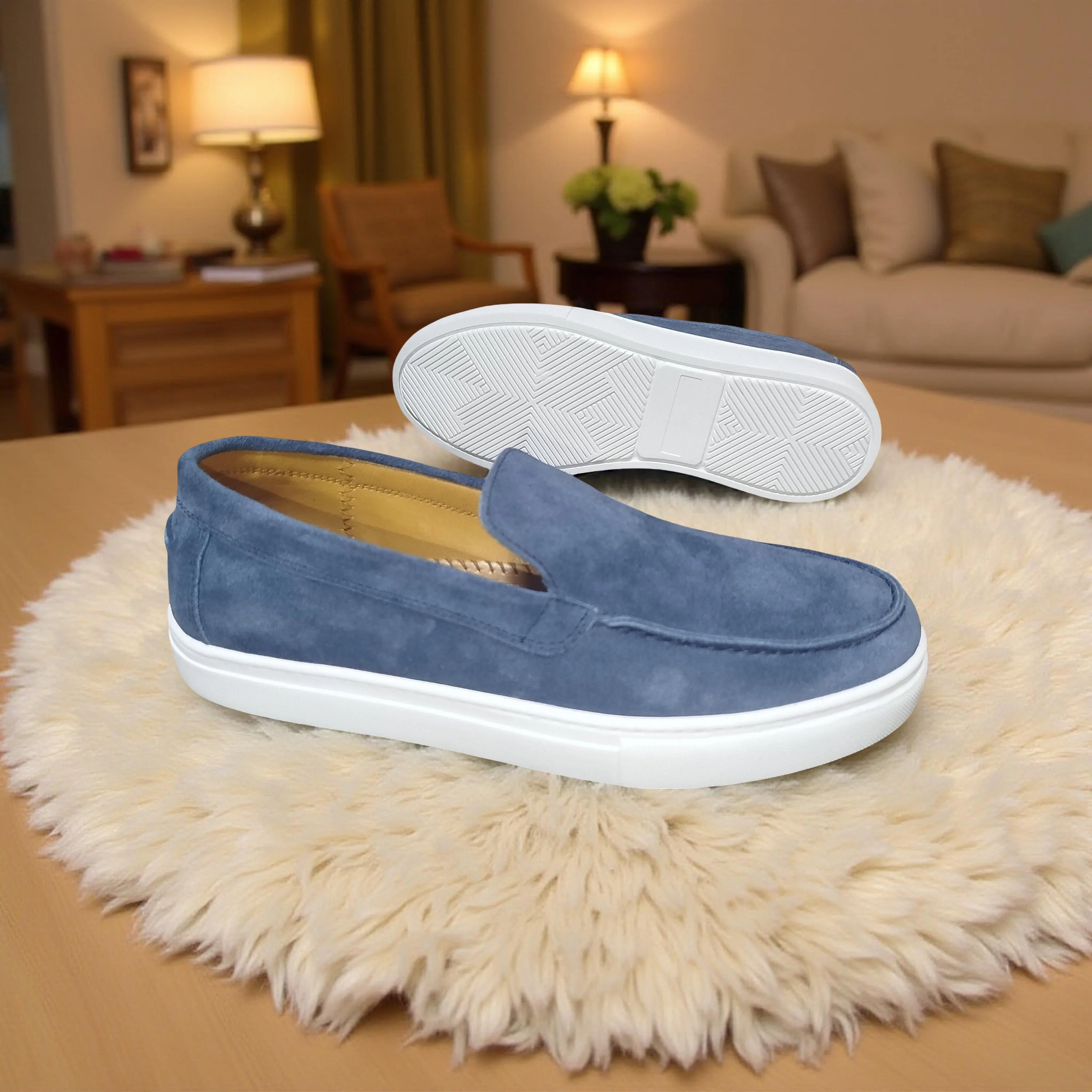 Mocassins cuir dim bleu B501