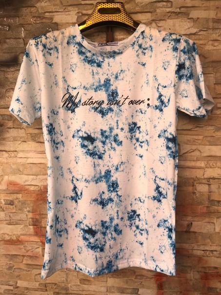 T-shirt Design D'été Brodé Bleu Hommes