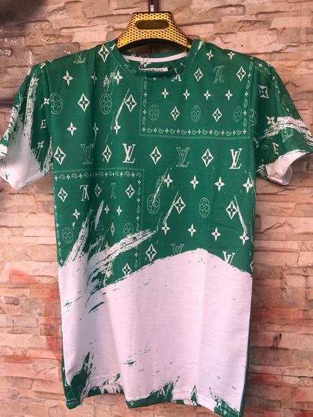 T-shirt Design D'été Brodé Vert Hommes