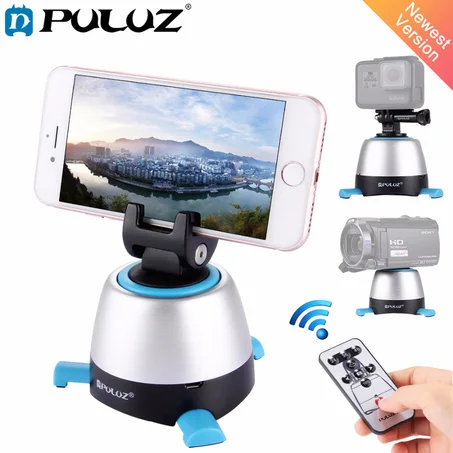 PULUZ Electronic 360 Degree Rotation Panoramic Tripod Head (Red)+Round Tray with Control Remoter Fit for Shooting small products