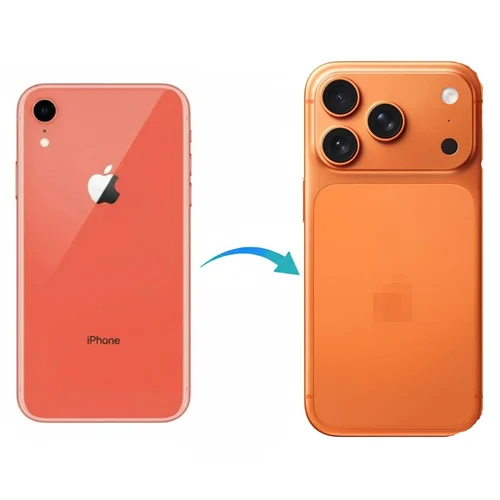 Coque iPhone XR بتصميم iPhone 17 - لون برتقالي