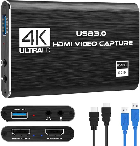 Tarjeta de captura Nintendo Switch, tarjeta de captura de video HDMI 4K, 1080P 60FPS, tarjeta de captura HDMI a USB 3.0 para trabajo de transmisión con cámara/Xbox/PS4/PS5/PC/OBS